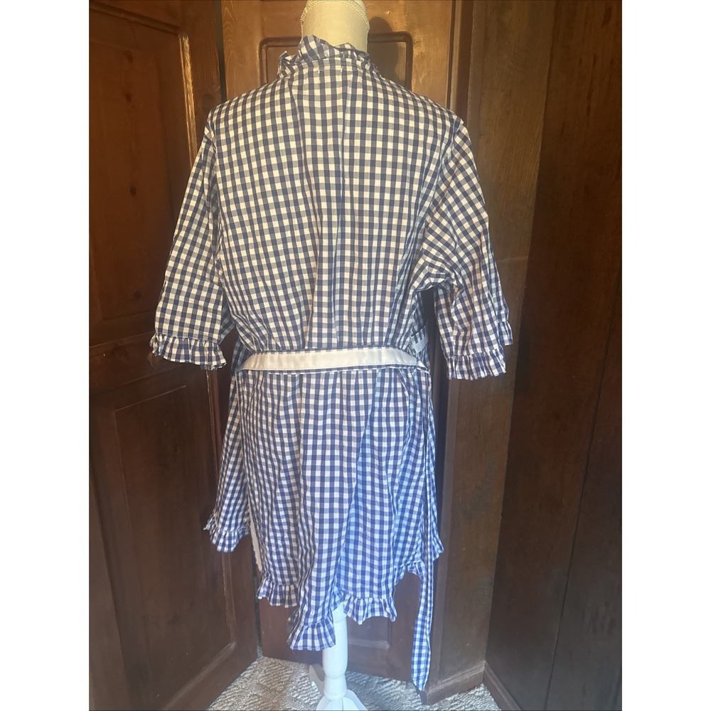 Womens Mainstreet Collection Gingham Ruffle Robe Size M/L Knee Length COTTON EUC - Picture 6 of 8